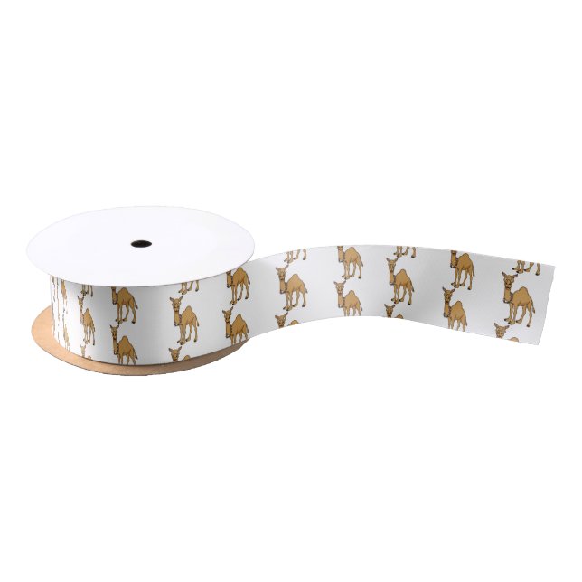 Happy camel cartoon illustration  satin ribbon (Spool)