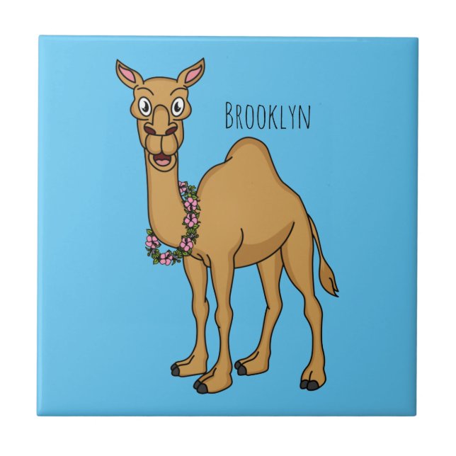 Happy camel cartoon illustration  tile (Front)