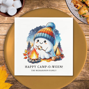 Happy Camp-o-ween Ghost Camping Custom Halloween Napkin