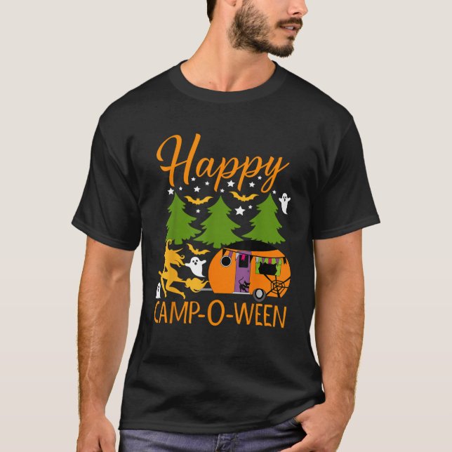 Happy Camp O Ween Halloween Camping Camper  T-Shirt (Front)