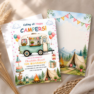 Happy Camper 1st Birthday Invitation