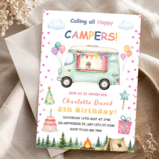 Happy Camper 2nd Birthday Invitation