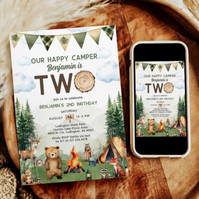 Happy Camper 2nd Birthday Invitation (Happy Camper 2nd Birthday Invitation
)