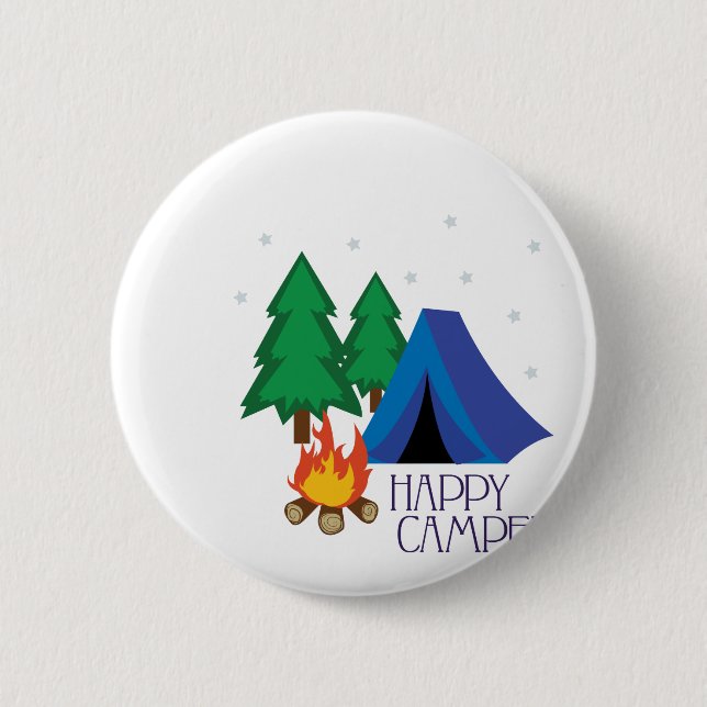 Happy Camper 6 Cm Round Badge (Front)