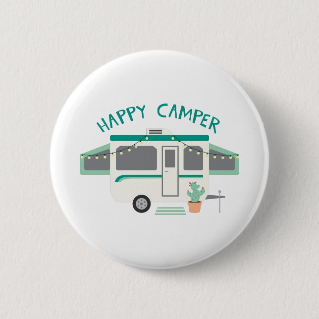 Happy Camper 6 Cm Round Badge (Front)