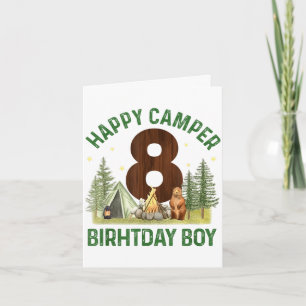 Happy camper 8 forest camping boys 8th birthday card