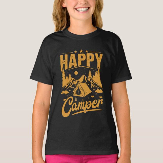 Happy Camper Adventure for Outdoor Enthusiasts T-Shirt (Front)