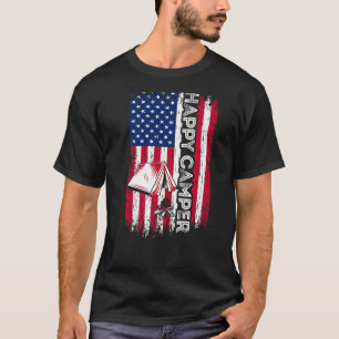 Happy Camper American Flag Camping Hiking Men Wom T-Shirt