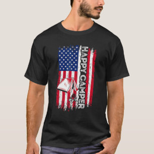 Happy Camper American Flag Camping Hiking Men Wom T-Shirt