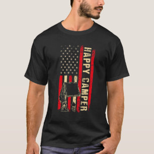 Happy Camper American Flag Camping Hiking Men Wom T-Shirt