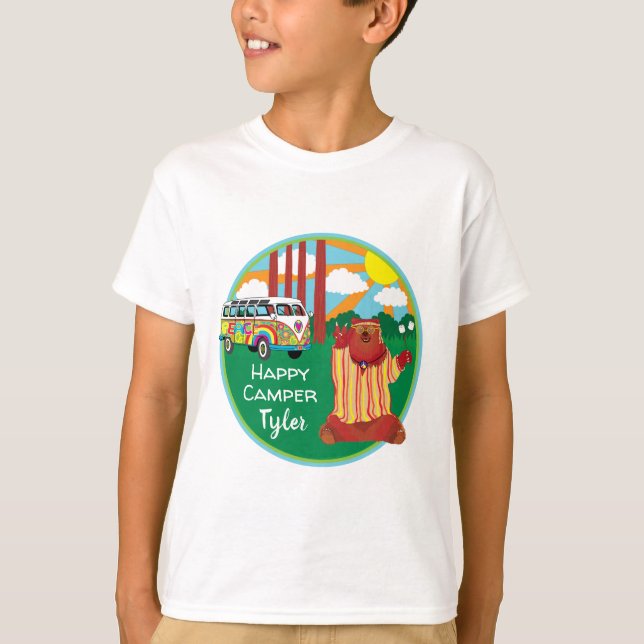 Happy Camper Bear  T-Shirt (Front)