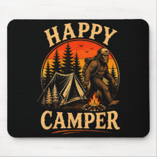 Happy camper bigfoot sasquatch outdoor adventure  mouse pad