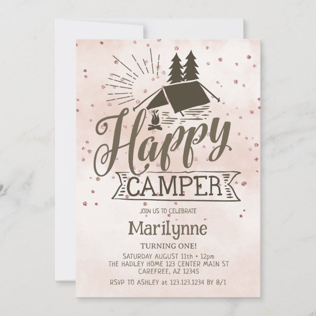 Happy Camper Boho Birthday Invitation (Front)