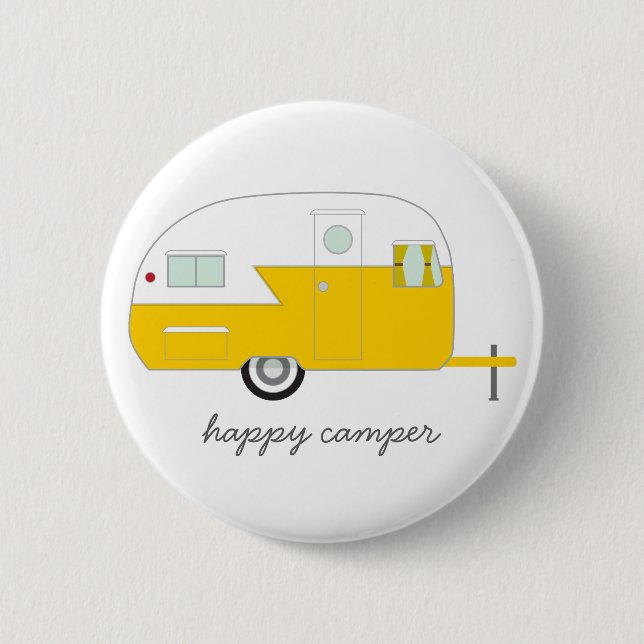 Happy Camper Button yellow (Front)