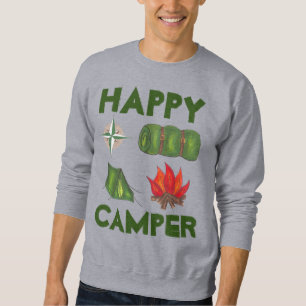Happy Camper Caming Enthusiast Tent Compass Sweatshirt