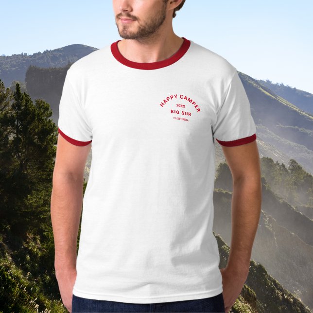 Happy Camper Camp Weekend Retro Red Ringer T-Shirt (Creator Uploaded)