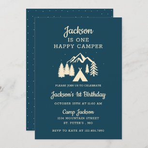 Happy Camper Camping Birthday Invitation