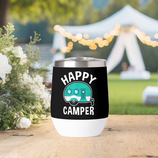 Happy Camper Camping Car Caravan Funny Vacation (Wedding (Rotated))