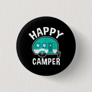 Happy Camper Camping Car Caravan Funny Vacation 3 Cm Round Badge