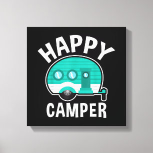 Happy Camper Camping Car Caravan Funny Vacation Canvas Print