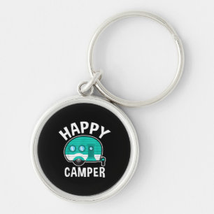 Happy Camper Camping Car Caravan Funny Vacation Key Ring