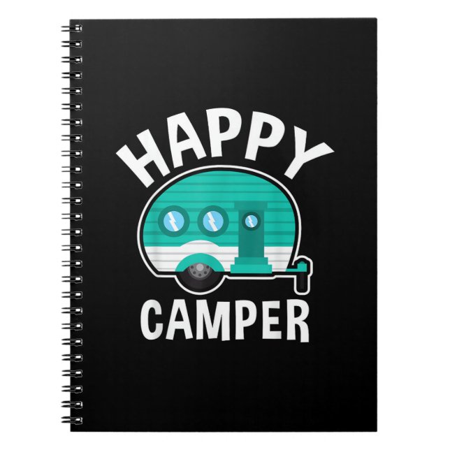 Happy Camper Camping Car Caravan Funny Vacation Notebook (Front)