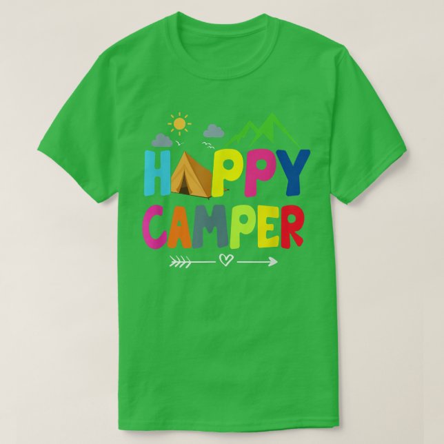 Happy Camper Camping Funny Gift  T-Shirt (Design Front)