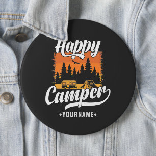 Happy Camper Camping Hiking Travel Caravan Life 6 Cm Round Badge