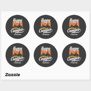 Happy Camper Camping Hiking Travel Caravan Life Classic Round Sticker