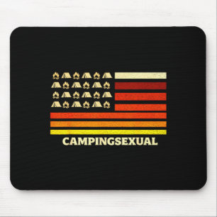 Happy camper camping life retro flag tent mouse pad