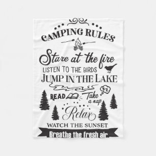 Happy Camper Camping Rules Fleece Blanket