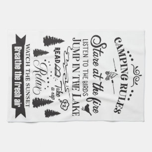 Happy Camper Camping Rules Tea Towel