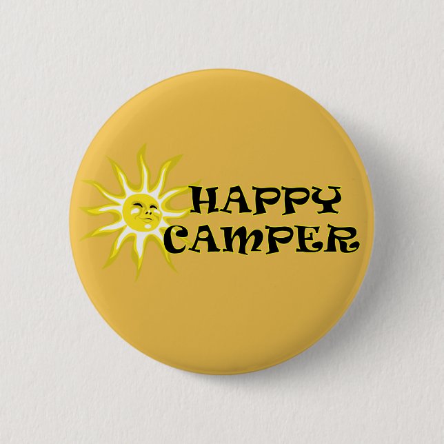 Happy Camper Camping Sunshine Button (Front)