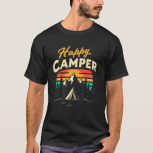 Happy Camper Camping Tee Mountain Hiking Trail Out