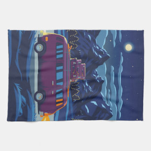 Happy Camper Camping Trip Art Tea Towel