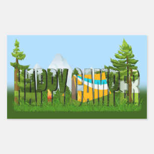 Happy Camper Campsite Rectangular Sticker