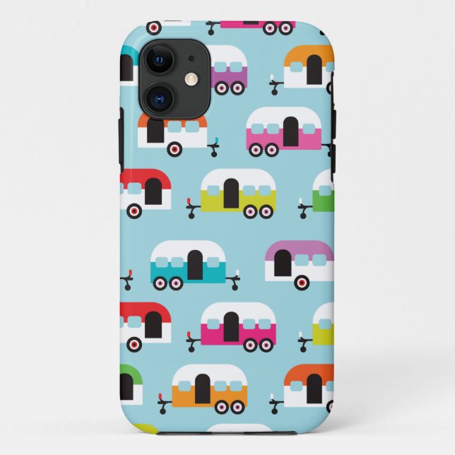 Happy camper caravan hippie retro pattern Case-Mate iPhone case (Back)