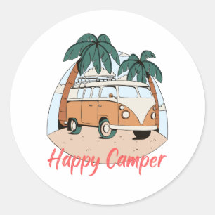 Happy camper classic round sticker