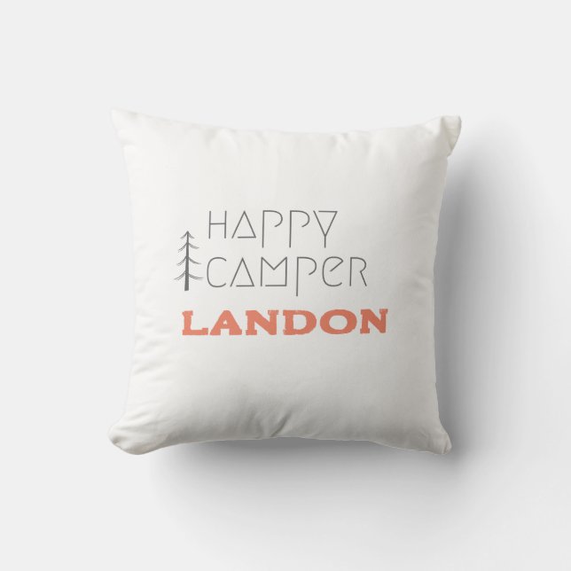 happy camper.Custom name. Throw Pillow (Front)