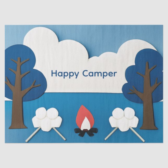 Happy Camper Custom Text with Fire and Marshmallow Tissue Paper (Front)