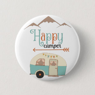 Happy Camper Cute Retro RV 6 Cm Round Badge