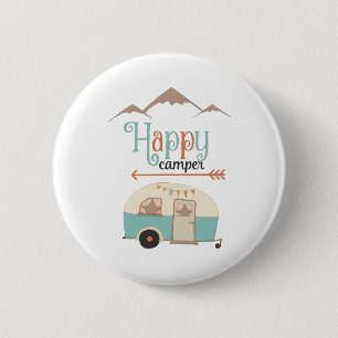 Happy Camper Cute Retro RV 6 Cm Round Badge