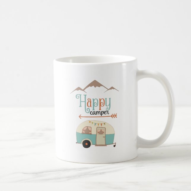 Happy Camper Cute Retro RV Coffee Mug (Right)