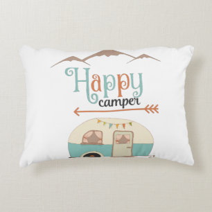 HAPPY CAMPER Cute Retro RV Decorative Cushion