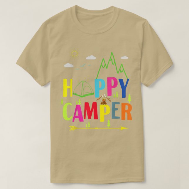 Happy Camper Cute Vintage Camping Lover  T-Shirt (Design Front)