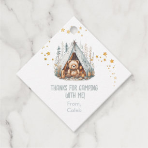 Happy Camper Cute Woodland Bear Birthday  Favour Tags