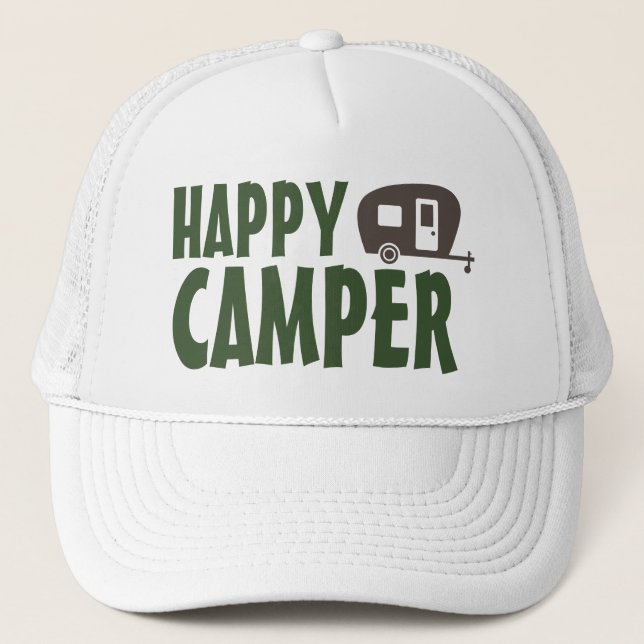 Happy Camper for Camping and Rving Trucker Hat (Front)