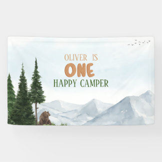 Happy Camper Forest Boy Birthday Party Banner
