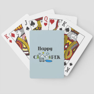 Happy Camper Fun Nature Green Digital Art    Playing Cards