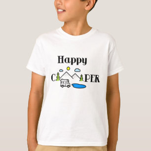 Happy Camper Fun Nature Green Digital Art   T-Shirt